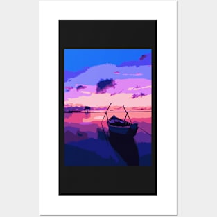 Pink Sunset Lake - Landscape Posters and Art